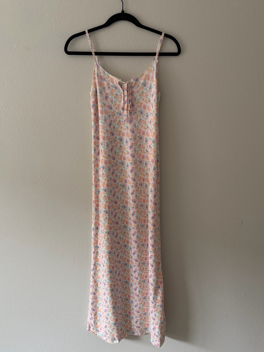 Zara Floral Print Knit Tie Front Midi Dress